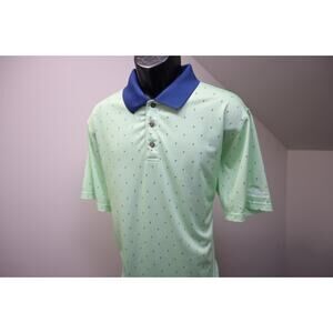Pebble Beach Golf Polo Shirt Flags Green Athletic Short Sleeve Mens Sz XL